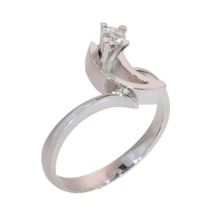 Circa 1970 18K White Gold Modernist Diamond Ring